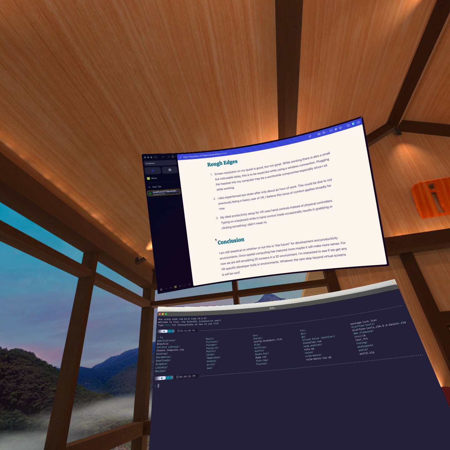 Stacked monitors in VR